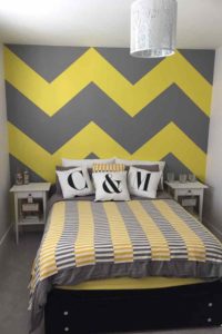 K and M Decorating Pattern Wallpaper Chevron Painted Bedroom finished
