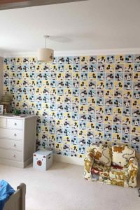 K and M Decorating Pattern Wallpaper Mickey Mouse Bedroom finished