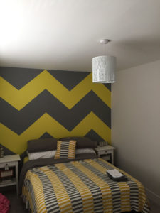 K and M Decorating Chevron Painted Bedroom