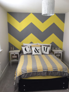 K and M Decorating Chevron Painted Bedroom